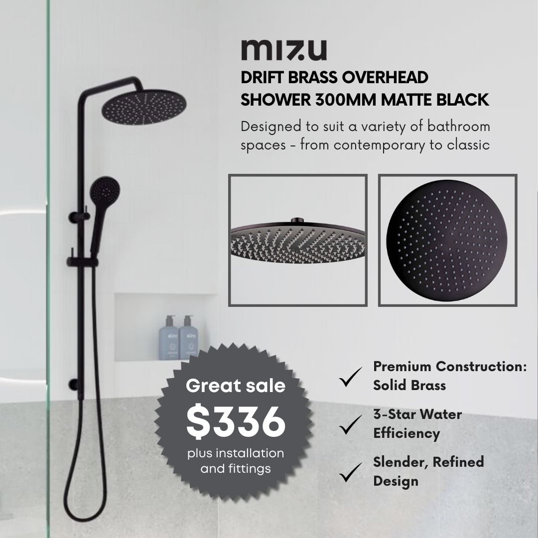 Drift Brass Overhead Shower 300mm Matte Black