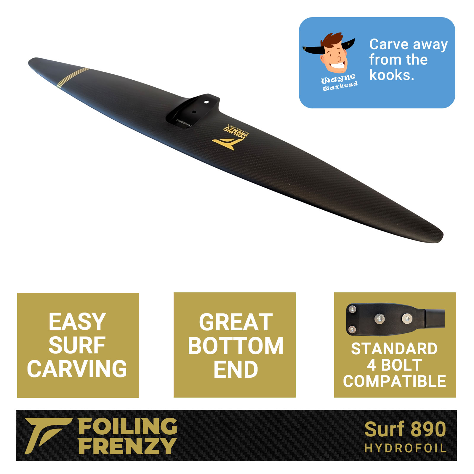 Foiling Frenzy Surf 890 hydrofoil - A Mount standard compatible