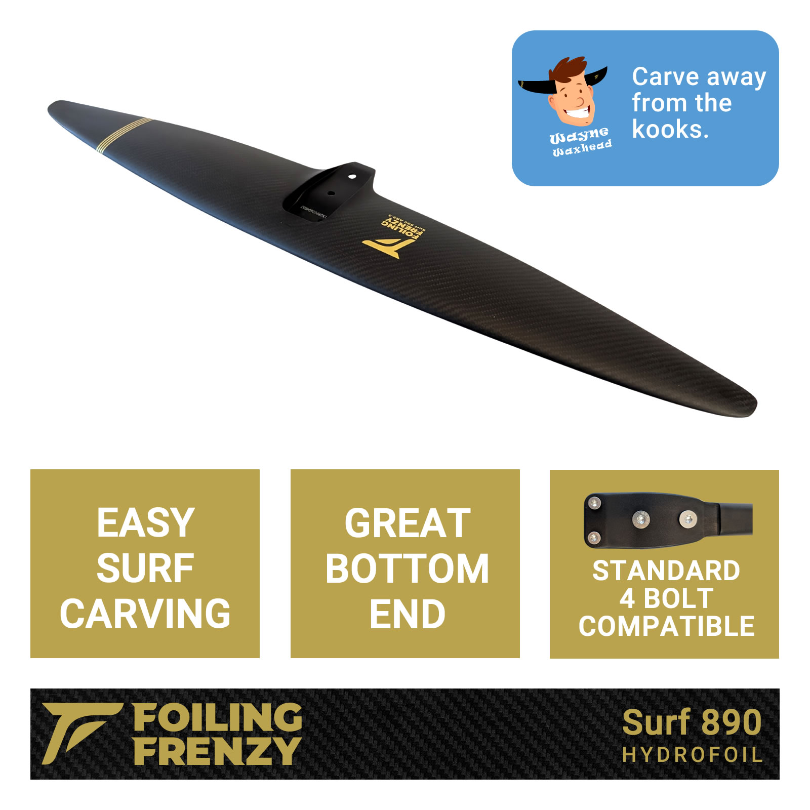 Foiling Frenzy Surf 890 hydrofoil - A Mount standard compatible