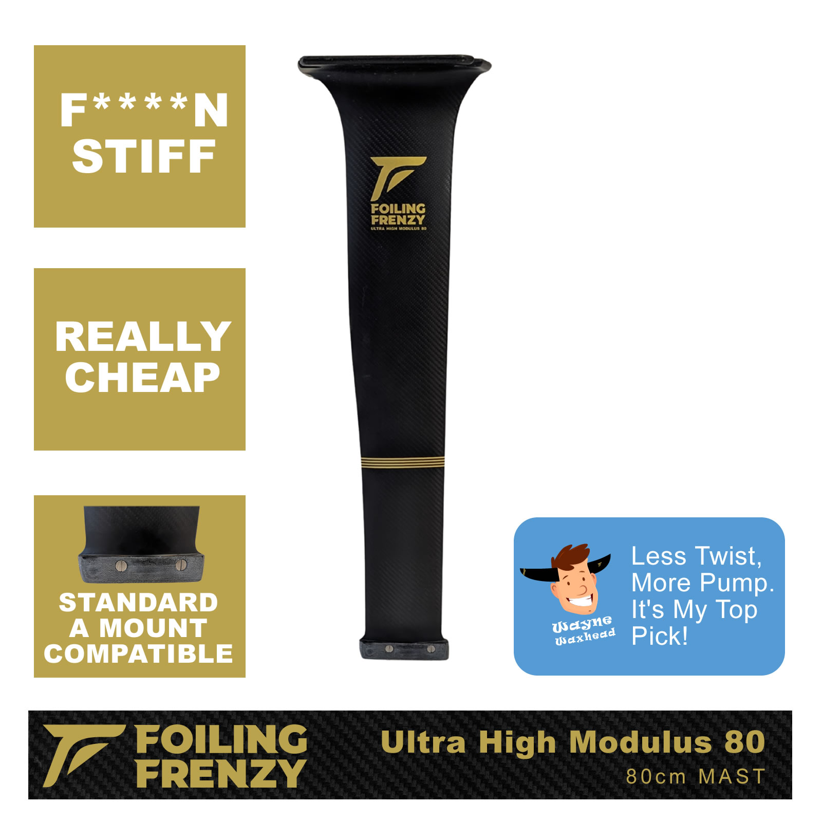 Foiling Frenzy 80cm Ultra High Modulus Carbon Hydrofoil Mast