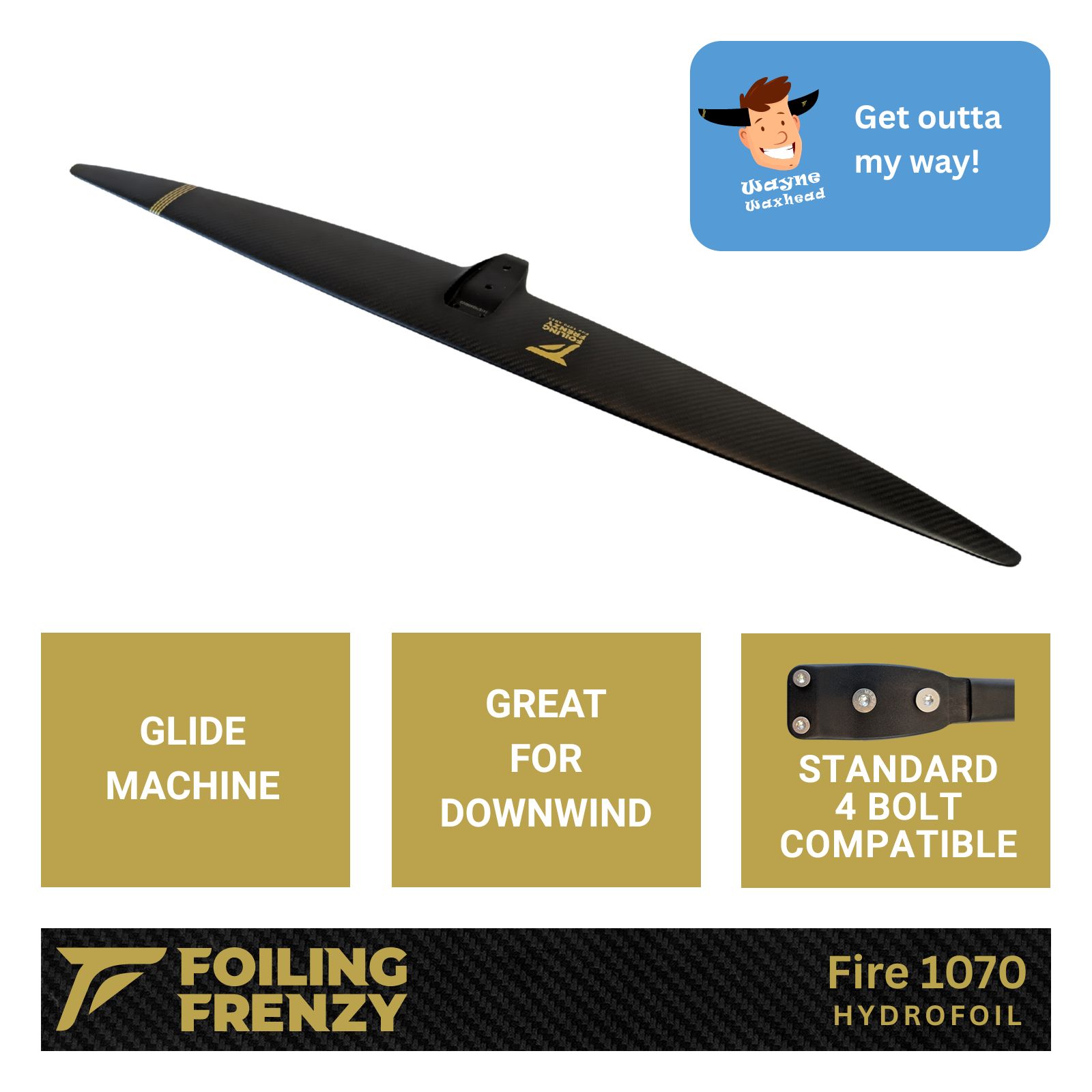 fire fireball 1070 hydrofoil compatible mount carbon hydrofoil downwind foiling