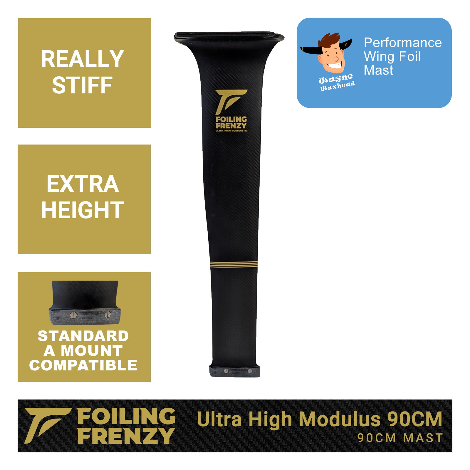 A mount compatible Ultra High Modulus 90cm hydrofoil mast - compatible with world's most popular brand